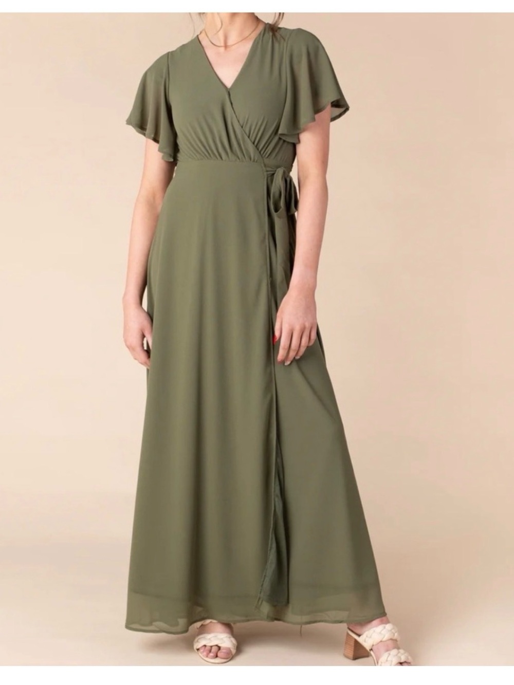 Arbor Olive Wrap Maxi Dress